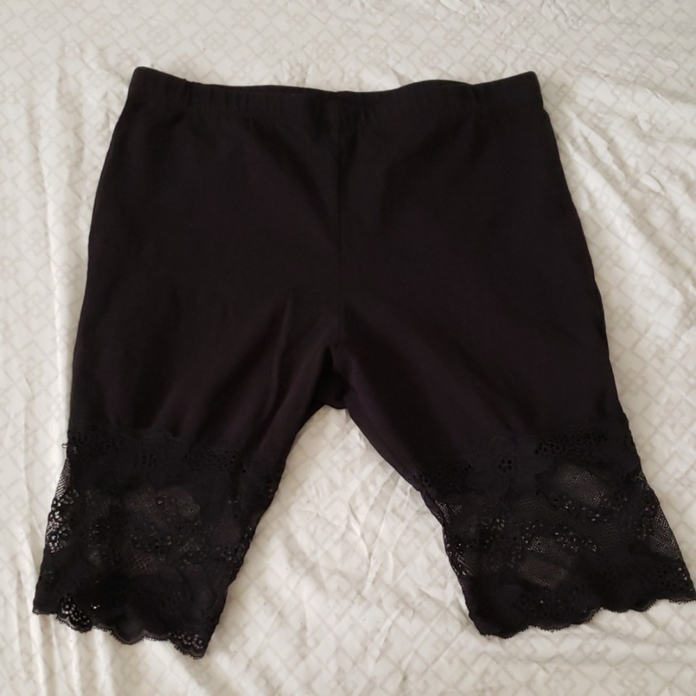 Black Bike Shorts With Lace